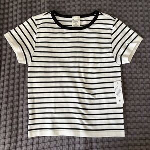 Black and White Striped Baby Cropped Tee